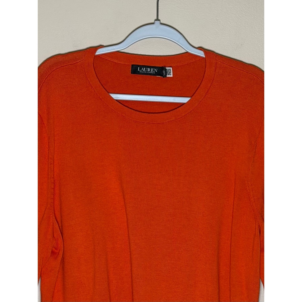 Lauren Ralph Lauren Orange Crewneck Sweater 3X Cotton Modal Knit Plus Size - Picture 4 of 7